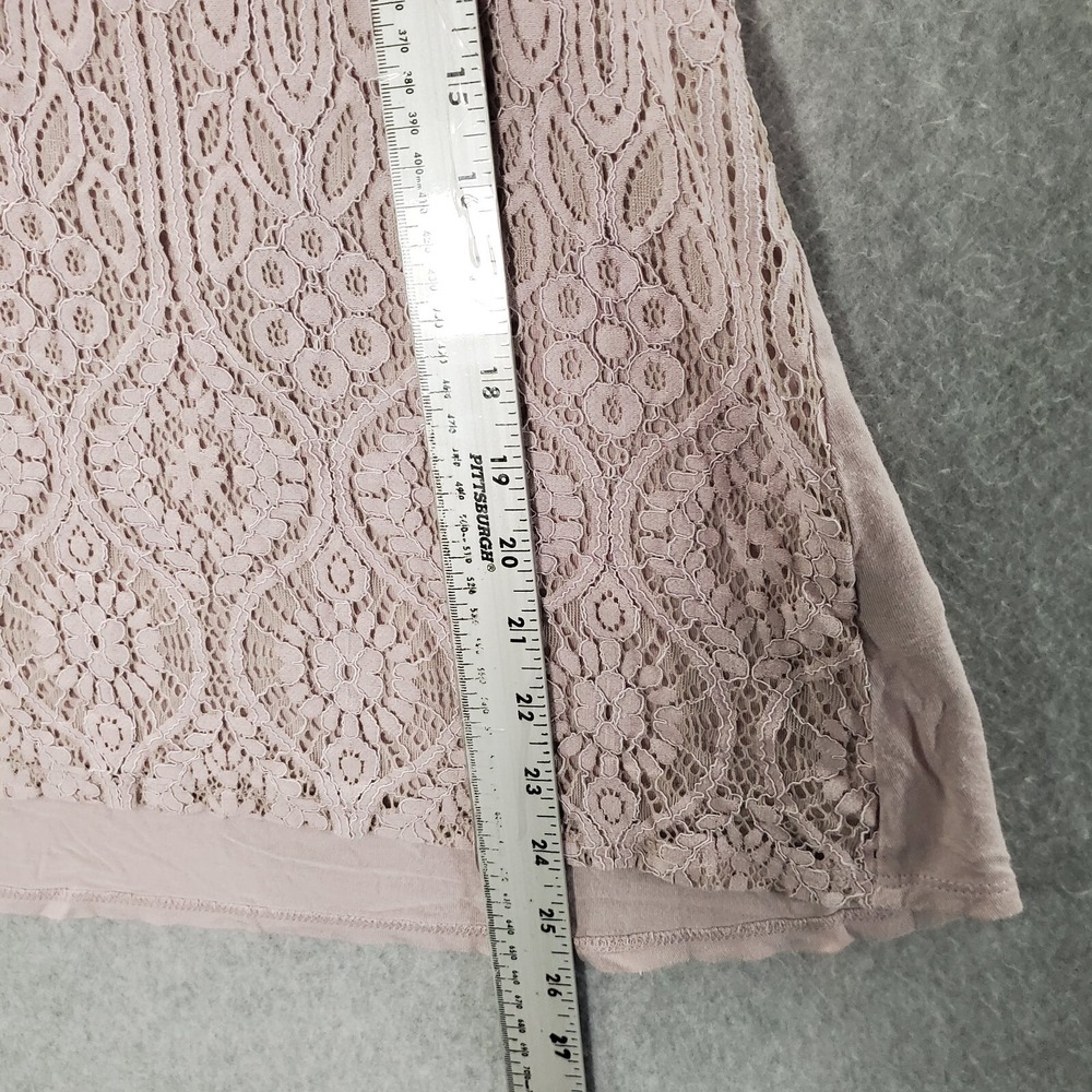 Simply Vera Wang Women Top Large Pink Lace V Neck Short Sleeve READ - Picture 4 of 10